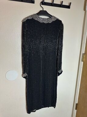 Oleg Cassini Black Dress with Silver Beaded Trim